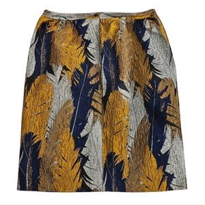 NEW Multicolor Brocade Pencil Skirt EY Boutique Abstract Feather Print 24W